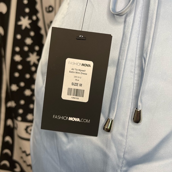 (BNWT) Fashion Nova Blue Satin Mini Dress - Picture 4 of 7